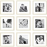 ArtbyHannah 12x12 Square Gallery Wall Frame Set for Home Decor or Wall Hanging Decoration, Matted to 8x8-9 Pack