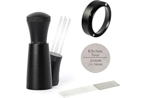 K KITCHENTOUR KitchenTour Espresso Accessories Kit 51mm, WDT Tool, Dosing Funnel and Puck Screen Set, 304 Stainless Steel Needle Coffee Distribution Stirrer, Portafilter Dosing Ring for Barista 51 mm
