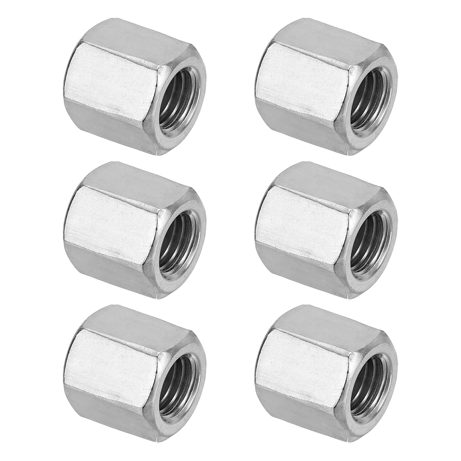 PATIKIL M12 x 1.75-Pitch 304 Stainless Steel Hex Coupling Nuts, 6Pcs 20mm/ 0.8" Length Coarse Fully Threaded Rod Coupling Nut Studding Connector Fasteners, Silver Tone — image 1