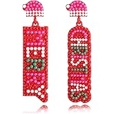 TRWWELL Christmas Earrings Bow Colorful Light Bulbs Rhinestone Earrings Gingerbread Man Xmas Tree Reindeer Christmas Holiday Jewelry Gift