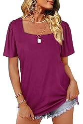 WIHOLL T-Shirts for Women Loose Fit Square Neck
