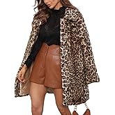 Bellivera Womens Leopard Print Fleece Coat, Spring and Winter Fashion Fuzzy Jacket Faux Fur Fluffy Cardigan Overcoat
