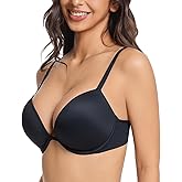 Curyon Women's Plunge Push Up Low Cut Bra Deep V Sexy Underwire Add Cup T Shirt Bras