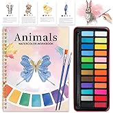 Watercolor Workbook - Coloring Book Beginner Friendly Painting Kit, Watercolor Workbooks for Adults with 24 Colors Paint, Exploration Gift for Adults Teens (Animals)