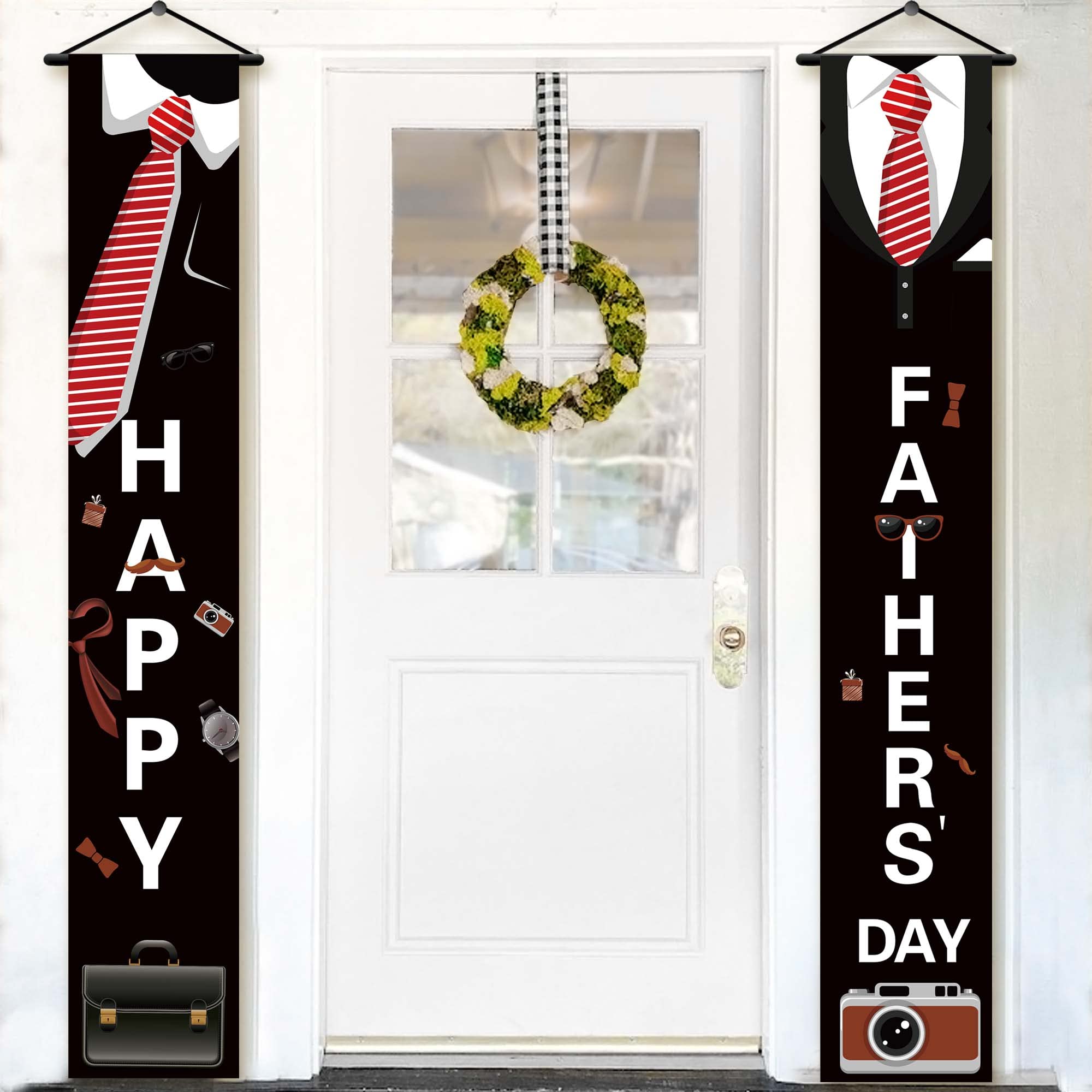 Photo 1 of KatchOn, Black Happy Fathers Day Banner - XtraLarge, 72x12 Inch | Tuxedo Hanging Happy Fathers Day Backdrop for Happy Fathers Day Decorations | Fathers Day Door Banner for Fathers Day Door Decorations