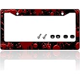 Red Blood Drop License Plate Frame Blood Spatter License Plate Holder for Front or Rear Car Tags Reusable Stainless Steel Funny Car Decoration with Screws 6.3 X 12.2 Inch