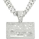 LCWLJL Credit card Hip-hop Cuban Chain, Pendant Miami Cuban Link Chain for Men, Gold/Silver Plated Diamond Necklace, Iced Out Hip Hop Necklace
