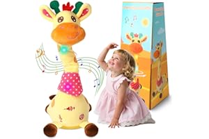 LLUKEME Dancing Giraffe Stuffed Animal Baby Toys Singing Song Toddlers Toy Repeats What You Say Glowing Musical Toy for Baby Birthday Gift