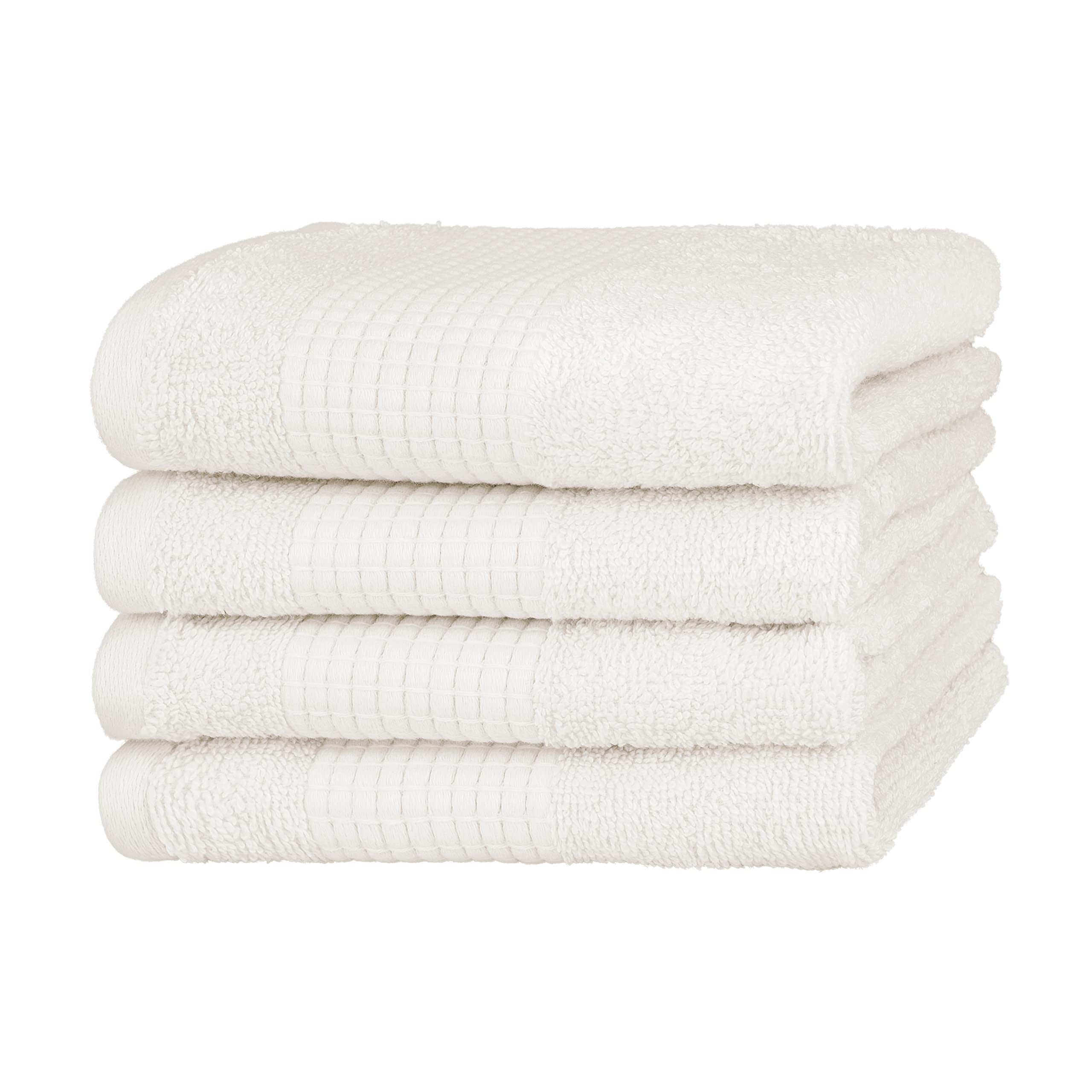 Merana Hand Towel Set | Absorbent, Soft and Lint | Terry Towel Guest Towel Quality Made of Heavy Organic Cotton 590 GSM (Coconut, 4 x Guest Towels (30 x 50 cm)