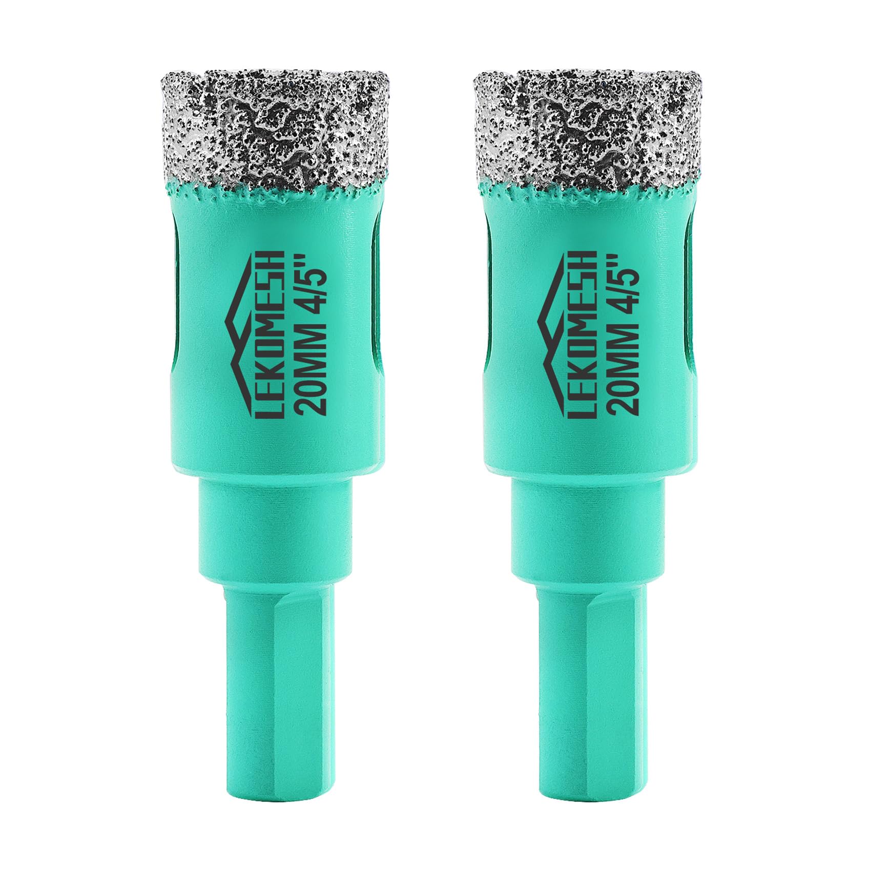 Diamond Core Drill Bits 2pcs-20MM - LEKOMESH Tile Hole Saw with Triangle Shank for Porcelain Tile Ceramic Granite Marble Masonry Stone,Vacuum Brazed Diamond Drill Bits