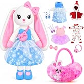 Ballerina Bunny Doll, Ballet Stuffed Animal Dress Up Toys for Girls 3-8 | Girls Toys Ages 6-8, Kids Pretend Play with Plush Bag, Cape, 3 4 5 6 7 8 Year Old Girl Gifts, Travel Airplane Soft Plush