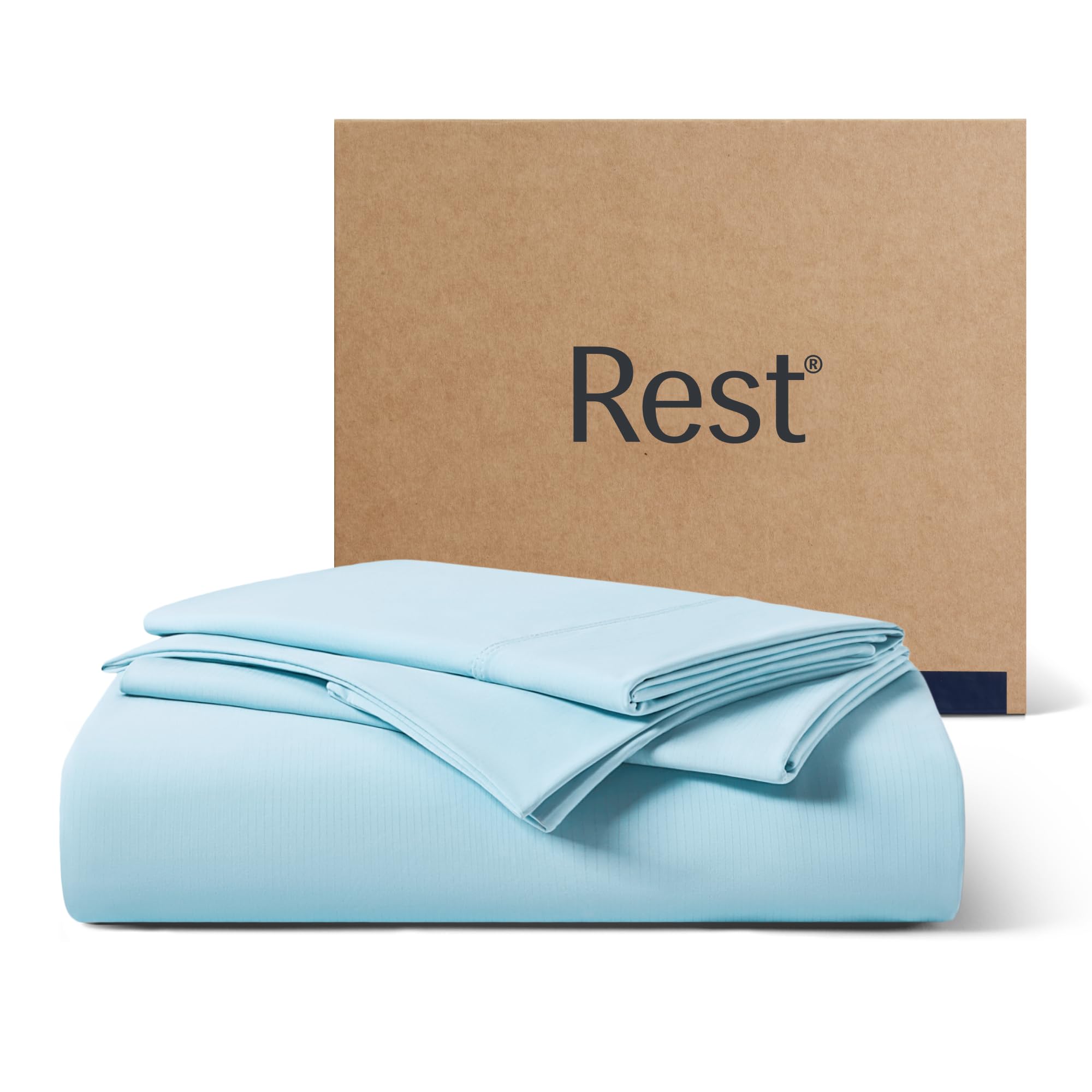 Photo 1 of REST® Evercool®+ Starter Sheet Set, Full, Light Blue, Breathable Bed Sheet for Hot Sleeper and Night Sweats, with Pillowcases, Ionic+ Self-Cleaning Silver Yarn for Sensitive Skin, 3PCS No Flat Sheet