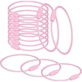 20 Pack Stainless Steel Key Rings Large Key Ring 6 Inch Wire Keychain Cable Keyring Hoop with Screw Lock for Luggage Tag Loops, Keyrings, Key Chains, Tag Keepers, Pink