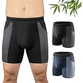 Carer Mens Incontinence Underwear for Bladder Leak Protection 80ML Incontinence Underwear for Men Washable Breathable Leak Proof Underwear for Men Urinary Incontinence Boxer Shorts (Black/Blue, 3XL)