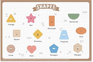 POIKSHARK 60 Pack Disposable Placemats for Baby & Toddle, Sticky Kids Placemat for Picnic Table, Party, Travel, 12" x 18" Restaurant Table Mats, Shape Alphabet Theme