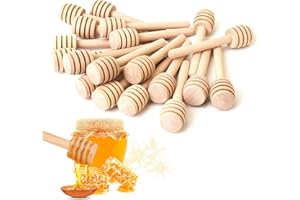 CUNYA 20Pcs Mini Honey Sticks Honey Dipper, 3.1In Wooden Honey Comb Honey Dispenser for Honey Jar Dispense Drizzle Honey, Wed