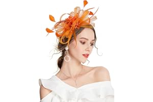 ELLYDOOR Fascinator Hats for Women Feather Flower Hair Clip Brooch Wedding Tea Party Hat Derby Race Headwear