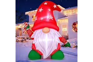 COMIN 6FT Christmas Inflatables Gnomes Outdoor Decorations Blow Up Gnome with Built-in LEDs for Indoor Outdoor Yard Lawn Garden Decoration