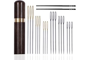 ZMAAGG Leather Big Eye Needle, 21 Pieces 3 Sizes of Leather Needle Big Eye Needle, with 2 Leather Lacing Needles，1 Piece Needle Bottle, Leather Sewing Needle kit