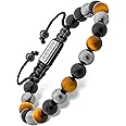 RTZN® Triple Protection Bracelet for Men – Premium Artisan Handcrafted Authentic Tiger Eye, Black Obsidian & Hematite Beads – 8mm Protection Stones Mens Bead Bracelets (Bali)