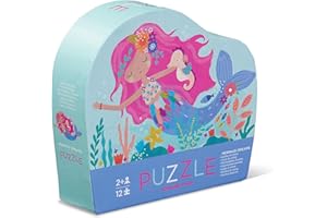 Crocodile Creek 12-Piece Mini Jigsaw Puzzle - Fun Floor Puzzles for Kids Ages 2-4 and Up - Heavy-Duty Shaped Box for Storage - Mermaid Dreams - 12" x 9" Finished