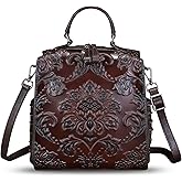 FEIGITOR Genuine Leather Purses and Handbags for Women Embossed Leather Backpack Convertible Shoulder Bag Satchel Purse | Genuine Leather, Embossed Leather, Convertible, Purse