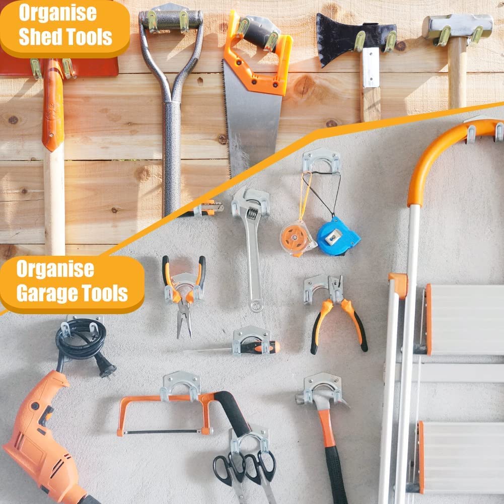 Yuechenggui 15 Stück gartengerätehalter Haken, Gerätehalter Garten, robuste Mehrzweck-Werkzeug-Haken, für Lager, Garage, Schuppen, Gartenwerkzeuge 8