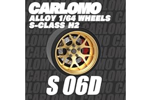 WAVEIST Carlomo 1/64 Scale S-Class Alloy Wheels Rubber Tires with Axles Detail Up Kits (4pcs/1 Kit) Modified Parts for 1:64 Diecast Model Cars (S06-D)
