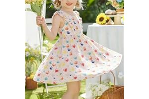Girls' Solid Color Heart Printed Polka Dot Dress with Ruffled Sleeves Cute A Line Summer Casual Party Vacation Style 12M-6Y