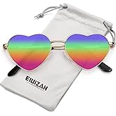 Eiuizah Polarized Heart Sunglasses for Women Men - Cute Trendy Sun Glasses Metal Frame UV400 Protection Lens