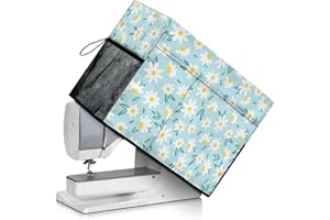 Psesaysky Daisy Sewing Machine Cover Dust Cover Lightweight with Essentials Storage Pockets and Side Handle for Most Singer and Brother Sewing Machines Modern Design