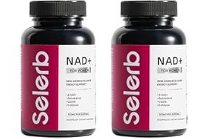Selerb NAD+ Supplement for Women - NMN Alternative with β-NAD+, Trans-Resveratrol, CoQ10, D-Ribose - Promotes Cellular Renewal, Energy, and Radiant Skin Health - 180 Capsules