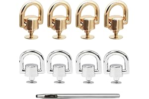 Uayeatye D Rings for Purse Hardware, 8 PCS Metal D Ring and Stud Screw, 360 Degree Rotatable Hardware for Bag Making, Dog Buc