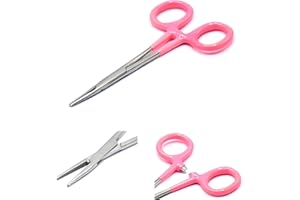 OdontoMed2011 Self-Locking Hemostat Forceps, Stainless Steel deal for hobby tools, electronics, fishing and taxidermy Fishing Pvc Grip (Pink Straight 5")