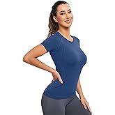 MathCat Seamless Workout Tops for Women, Short Sleeve Compression Athletic Shirts Soft Yoga Gym Tops