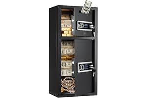 VEVOR 7.2 cu.ft Safe Box, Double Doors Safe Lock Box with Key, Password and LED, Fireproof Cold Rolled Steel Storage Drop Slo