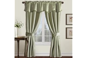 American Curtain and Home Wilmington 5-Piece Window Treatment Set, 52-Inch by 84-Inch, Green