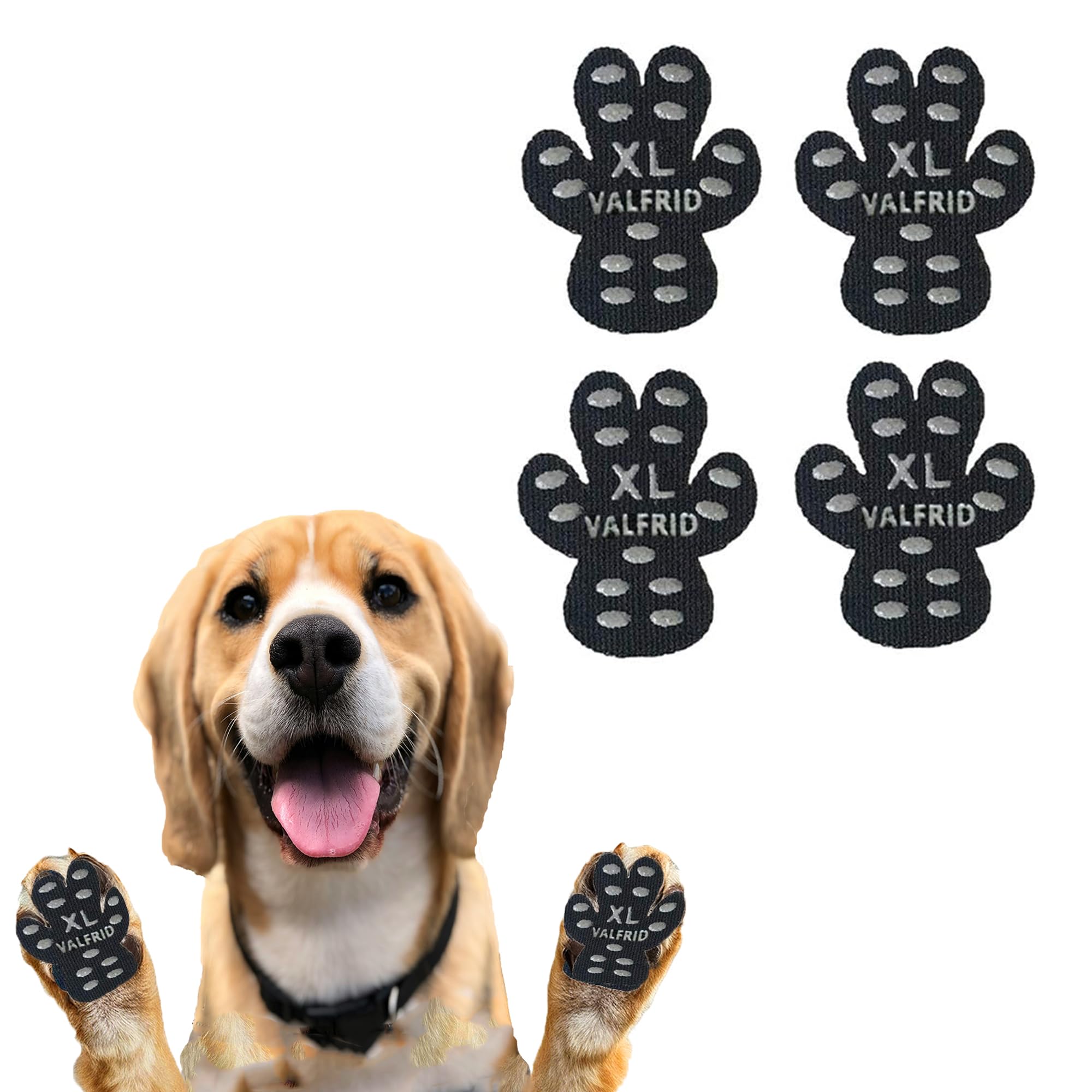 Photo 1 of ?VALFRID Dog Paw Protector Pads,15 Sets-60 Pads Anti-Slip Grips for Hardwood Floors,Best for Hot Pavement,Strong Self-Adhesive Traction Stickers for Senior Dog Essentials Black XL