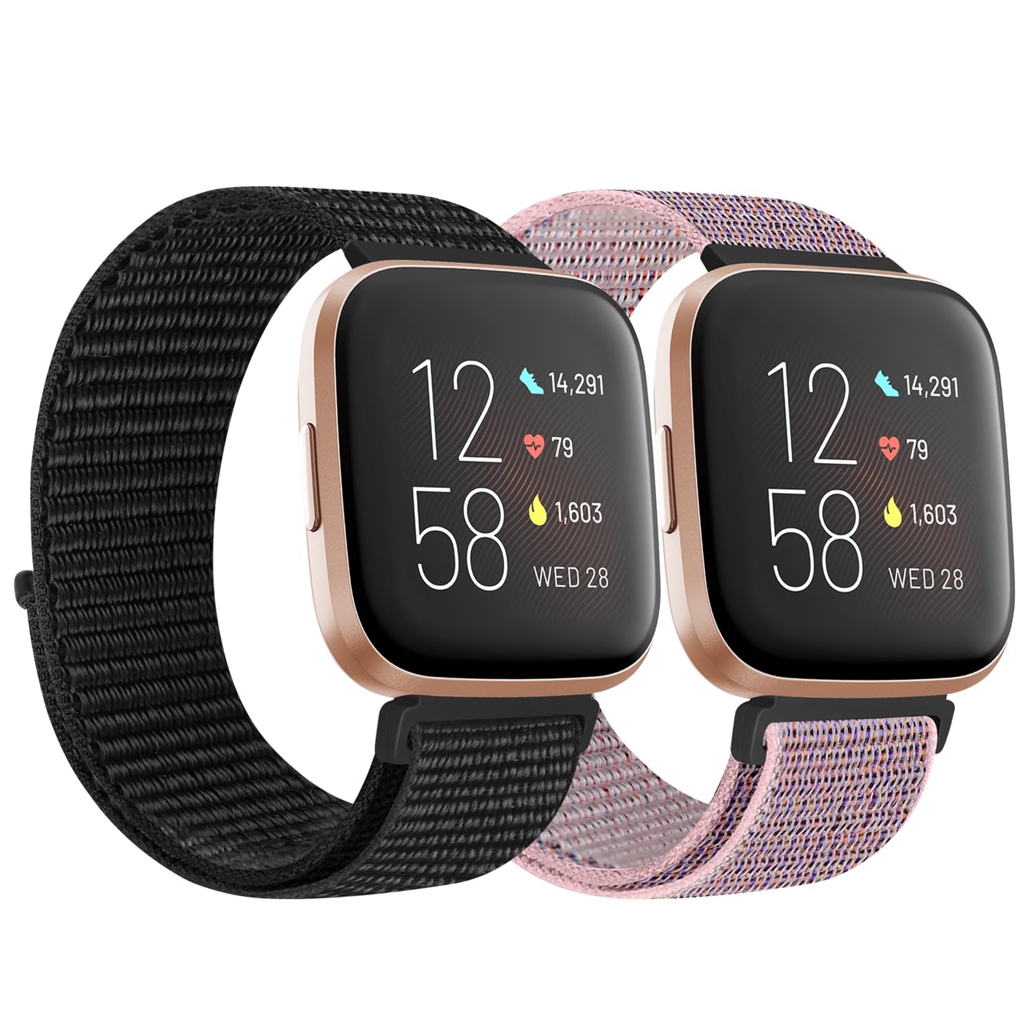 KIBDSNG Nylon Strap Compatible with Fitbit Versa 2 Strap/Versa Lite/SE/Versa Strap, Soft Adjustable Woven Sport Wristbands Replacement Band for Men Women