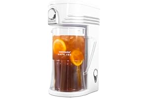Nostalgia 3-Quart Iced Tea & Coffee Brewing System With Double-Insulated Pitcher, Strength Selector & Infuser Chamber, Also Perfect For Lattes, Lemonade, Flavored Water, White