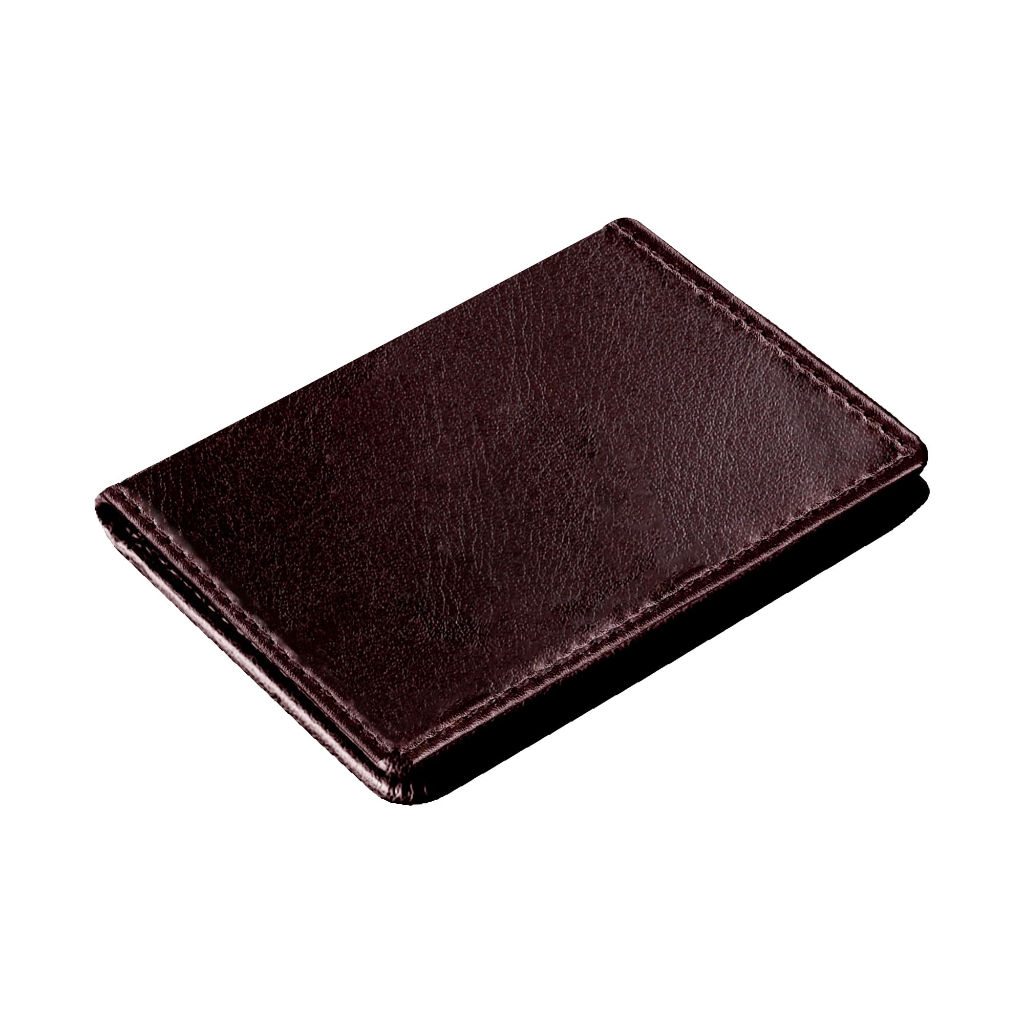 TOPSUM LONDON Ultra Slim RFID Blocking Leather Card Holder – Minimalist Men’s Credit Card Case with 8 Slots, Secure Popper Closure, Gift-Boxed | Compact Genuine Leather Wallet 4022 (Brown)