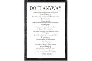 LuZhiQiang Do It Anyway Mother Teresa Wall Art Decor 16x11 Inch Wooden Framed Wall Hanging Sign (Black)