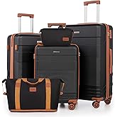 Cobens Luggage Sets 5 Piece with Spinner Wheels, Lightweight Hardshell Suitcases Set with Lock for Men and Women, Carry on Luggage Travel Set with Durable ABS Hard Case