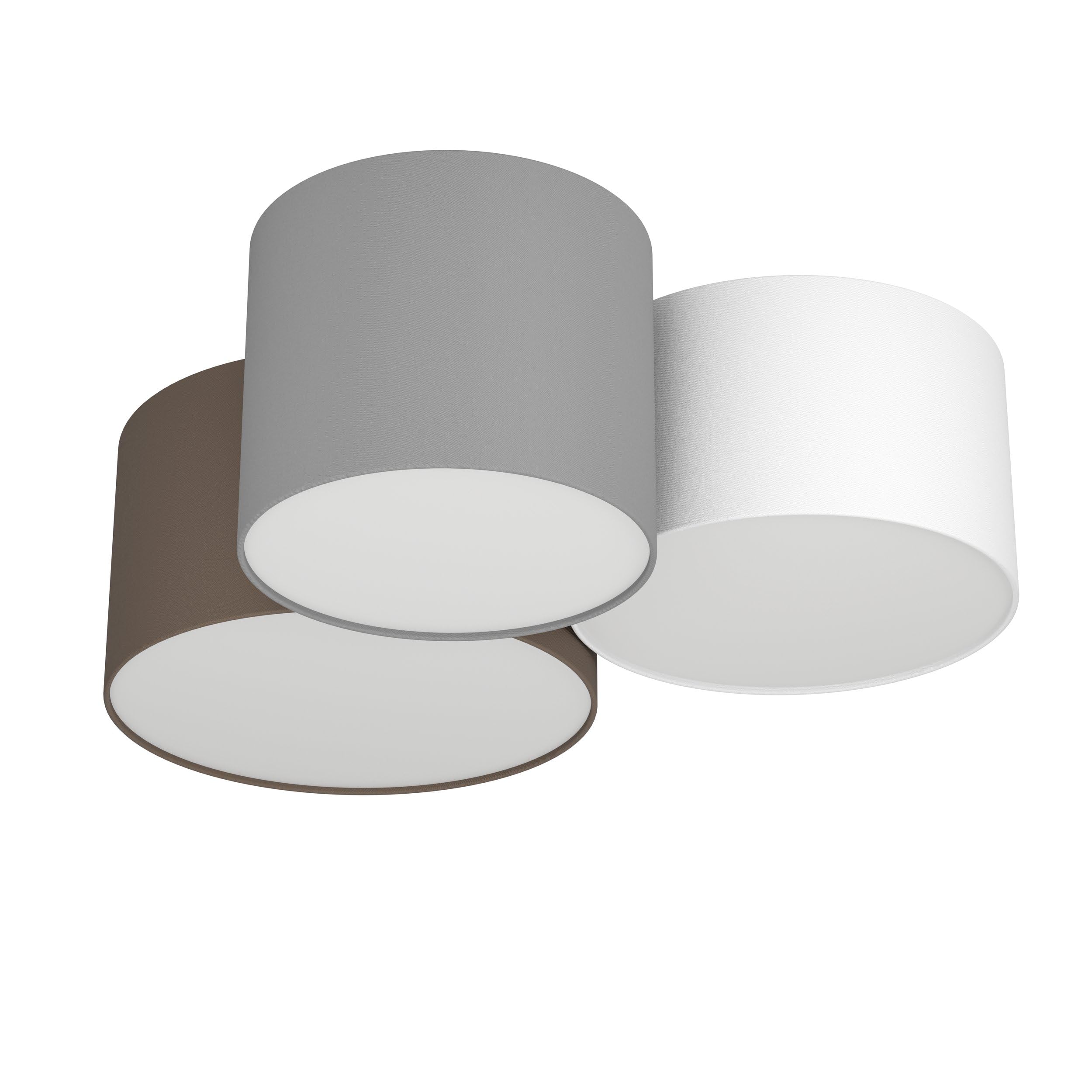 Eglo Pastore Ceiling Light, 3-Flame Textile Ceiling Lights, Material: Steel, Fabric, Colour: White, Anthracite Brown, Grey, Socket: E27