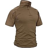 TACVASEN Men's Tactical Shirt Short Sleeve Combat Shirt 1/4 Zip with Pockets Military Army Paintball Airsoft Breathable