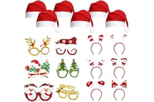Naturezhen Christmas Headbands and Glasses Frames Christmas Hat Set,Christmas Xmas Party Supplies Decoration