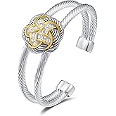 UNY JEWEL Jewelry Make a Statement with Our Two Tone Twisted Cable Double Wire Flower Swirl Open Cuff Bangle Makes a Thoughtful and Stylish Gift
