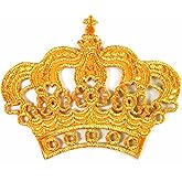 Gold Crown Imperial King Queen Embroidered Iron on Patch # F