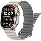 HITZEE Compatible with Apple Watch Band 49/46/45/44/42/41/40/38mm, Double Sided Silicone Magnetic Band Compatible for iWatch Ultra 3/2/1 Series 11 10 9 8 7 SE3 6 5-1 (42/44/45/46/49mm, Starlight Gray)