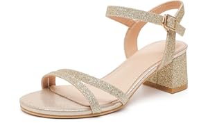 WUIWUIYU Women's Open Toe Sandals Ankle Strap Block Chunky Mid Heeled Sandals Party Wedding Dress Heels Pumps SUmmer Shoes